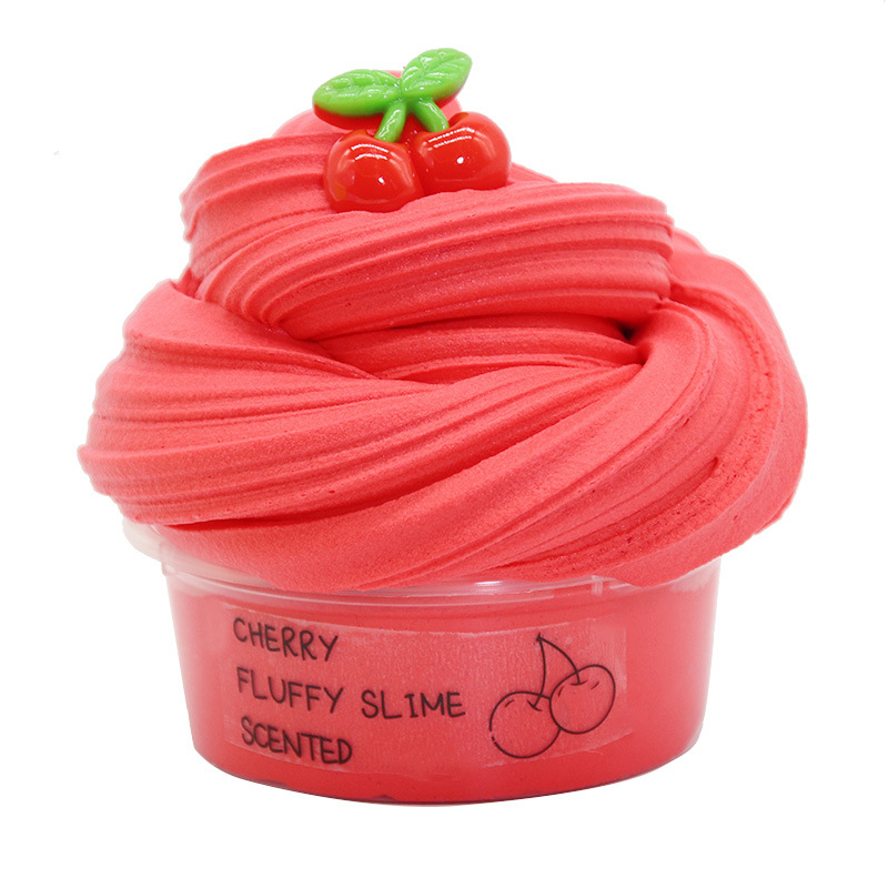 60ml Fluffy Butter Slime fruit Slime Super Soft Stretchy and Non Sticky DIY Sludge Toy for Girls and Boys: cherry