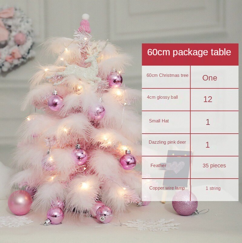 45cm / 60cm Pink Blue Christmas Tree Package Mini Christmas Tree Feather Girl DIY Christmas christmas decorations for home