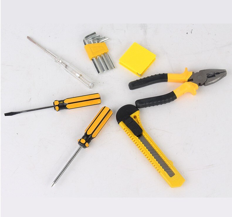 Tool Set Auto Repair Mixed Tool Combination Package Hand Tool Kit with Plastic Toolbox Storage CaseScrewdriver pliers ruler