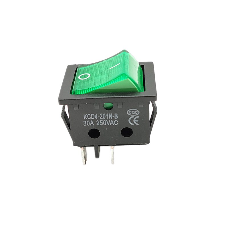 Kcd 4-201n- b elektrisk sveisemaskin strømbryter med rødt lys 30a 250 vac elektrisk stekeovnsvarmebryter 4/6 pinner 2 posisjoner: Grønn