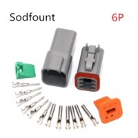 Kit de 10 conectores Deutsch DT 2/3/4/6/8/12 pines Kit de conector de cable eléctrico resistente al agua 22-16AWG motor/caja de cambios eléctrica resistente al agua: 6P