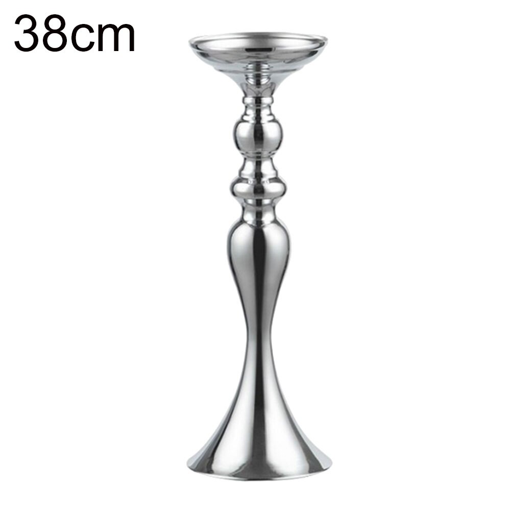 Soporte de Metal para velas, florero de Metal, candelabro de flores, florero de mesa, centro de mesa, estante de flores para eventos, decoración de boda de plomo en carretera: 38cm 1pc Silver