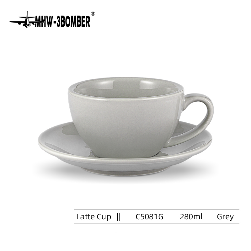 Tasse à café en céramique 280ml, avec soucoupe, pour Latte, à paroi épaisse, à large ouverture: Latte Cup 280ml