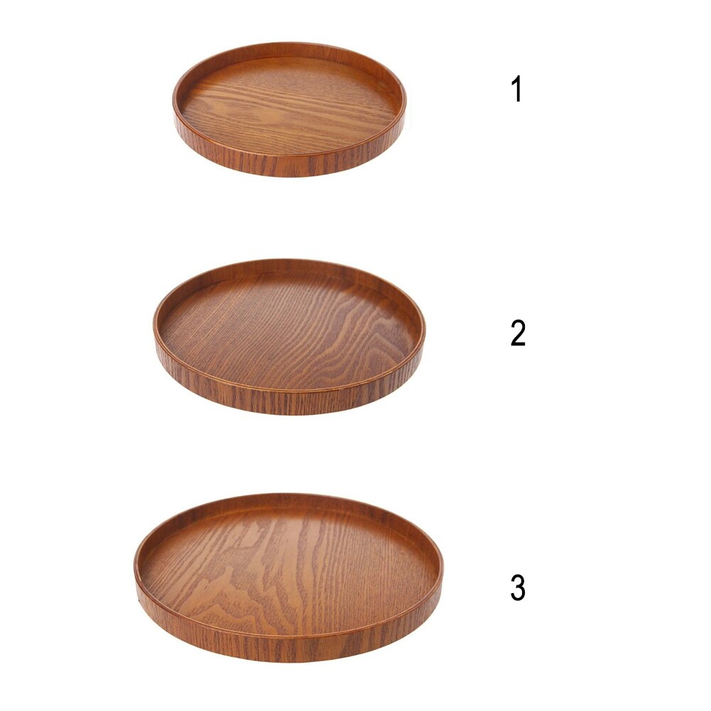 Tea Tray Wooden Food Kitchen Tools Natural Retro Fruit Tea Accessories Dishes Platter Round Bakery Serving Tray Plate 3 Sizes