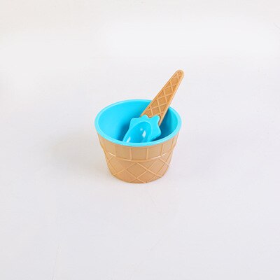 1 Set Ice Cream Bowl Spoon Clear/Fluffy Slime Box Popular Kids Food Play Toys for Children Charms Lizun Clay DIY Kit Accessories: Blue