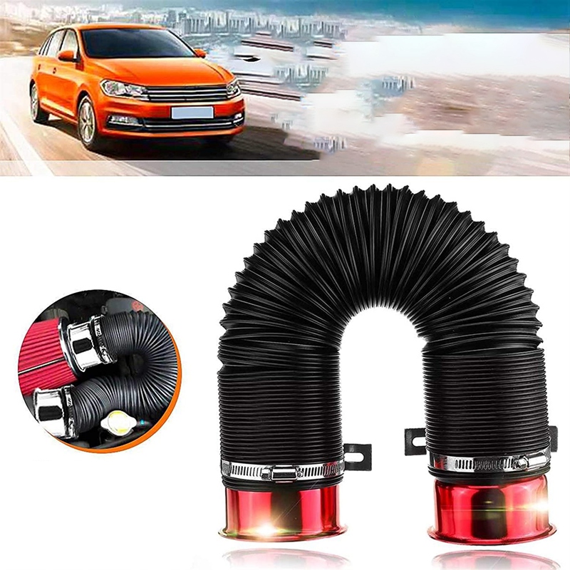 76mm 1M Car Air Filter Intake Cold Pipe Flexible Duct Feed Hose Kit with Tuyere Inlet Clamp Tube Hose Air Intake Pipe