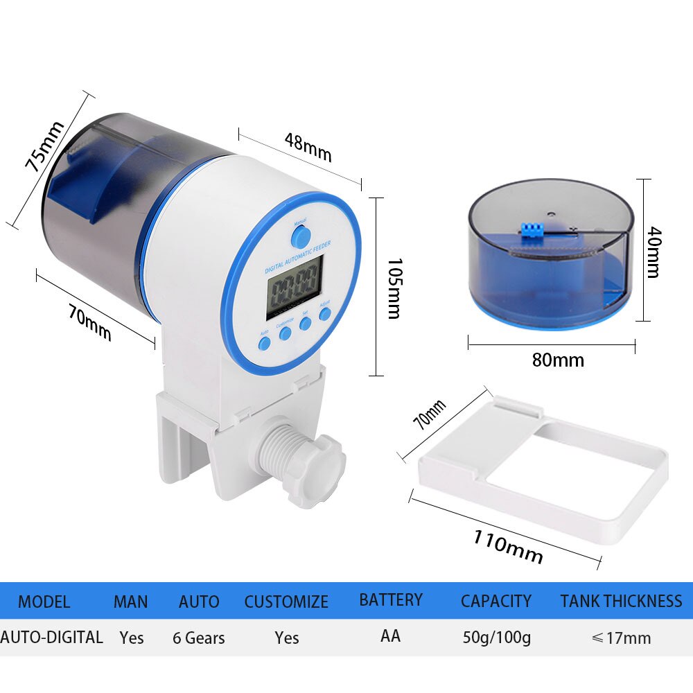 Automatic Fish Feeding With Intelligent Timing LCD Large Capacity Food Feeder For Aquarium Fish Tank Pet Feeding Dispenser: AUTO-DIGITAL