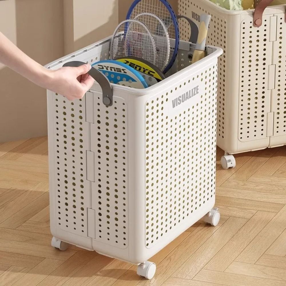 Toy Storage Basket Fold Laundry Hamper Multi-Purpose Imitation Rattan Basket High-Capacity Depository Rack Hollow Storage Box