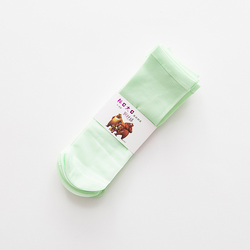 Kinderen Sokken Zomer Dunne Snoep Kleur Kousen Jongens En Meisjes Pure Kleur Staal Kousen Baby Kinderen Midden Buis Kousen: Green summer socks