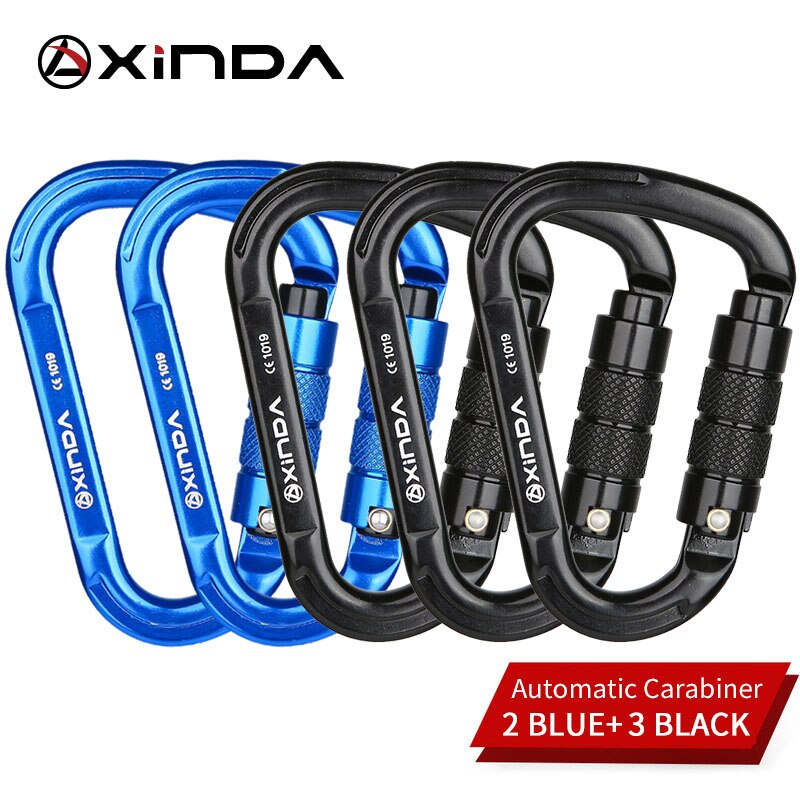 XINDA Outdoor Klettern Karabiner 25KN Sicherheit Stecker Schloss Aluminium legierung Frühling-geladen Tor Schnalle Überleben Ausrüstung: Auto-5pcs