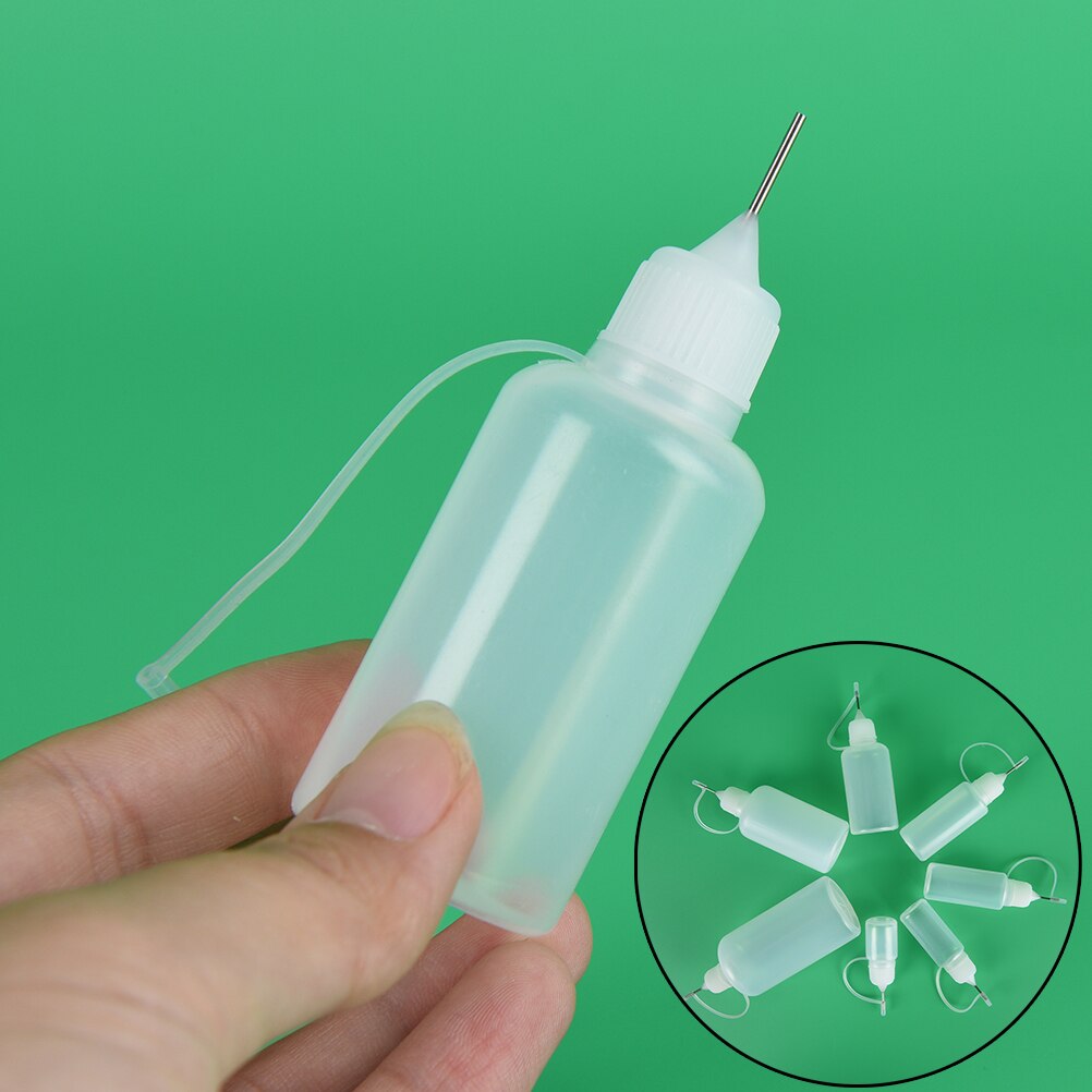 1Set (Fles + Naald Tip Cap + Siliconen Lus) 50Ml Naald Squeeze Fles Metal Naald Cap Wit Plastic Lege Druppelaar Flessen