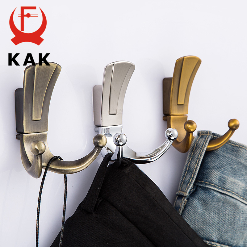 KAK 5PCS Mode Badkamer Muur Hangers 2 Haken Robe Haken Wall Mounted Kleerhanger Rekken met schroeven Jas Handdoek muur Haken