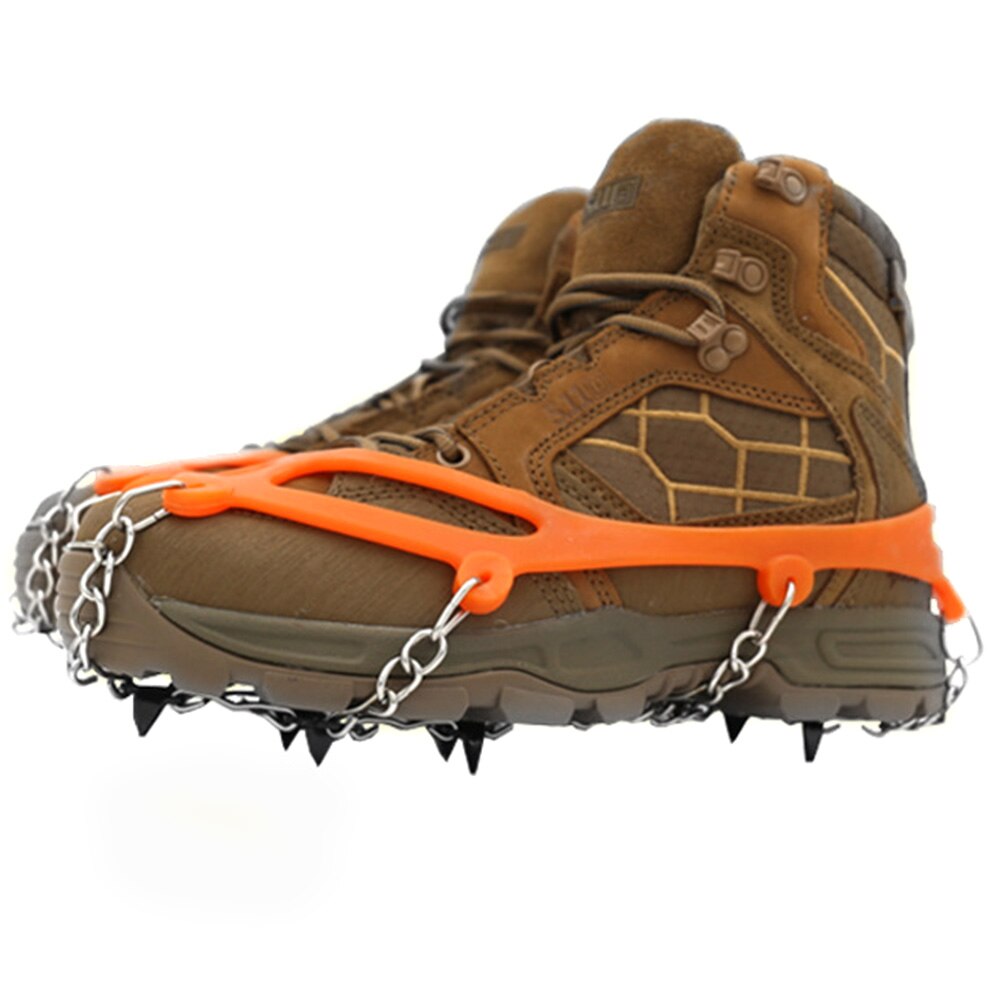 Cleats Non Slip Spikes Ice Gripper Climbing Snow Winter Crampons Shoe Cover Outdoor Manganese Steel Hiking: Orange