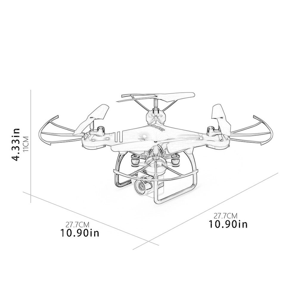Hjhrc  hj14w fire-akset luftfartøjer drone fjernbetjening fly hd kamera luftfotografering stødabsorberende rc helikopter