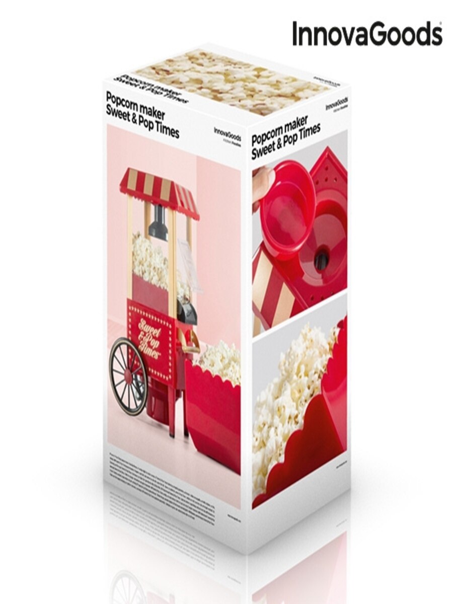 Machine à Popcorn Vintage Sweet & Pop - 1200W - Sans Huile - Style Rétro