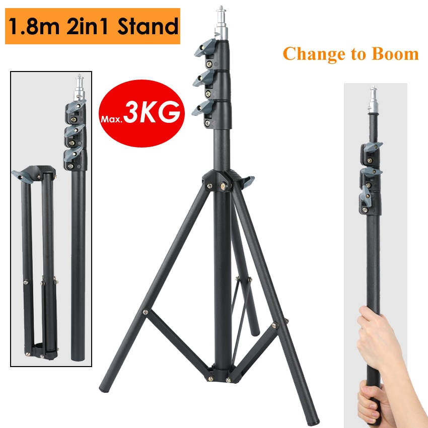 Trépied pliable en métal, support de lampe Photo 180cm 70.86in, bras de flèche à 4 sections pour lampe Flash de Studio, charge de 3KG