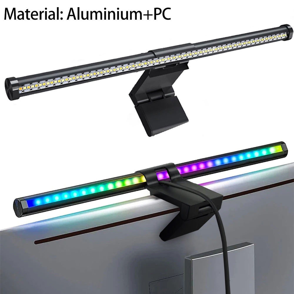 LED-Monitor-Lichtleiste, RGB-Schreibtischlampe, dimmbar, für Büro, augenschonende Tischlampen zum Lernen, Lesen, Computer-Bildschirm, Hängeleuchte, 44 cm: Grün