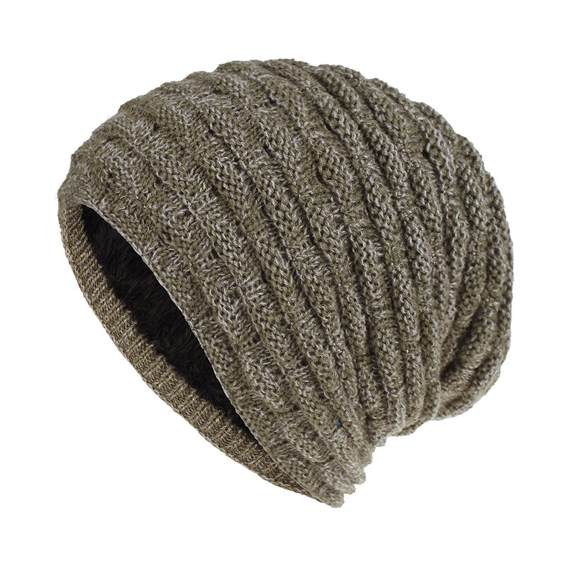 Gorro de malha chapéu redondo dobras ao ar livre tampas para o inverno feminino chapéu de malha gorro quente chapéus boné de lã hip hop capa de cabeça macia: Verde do exército