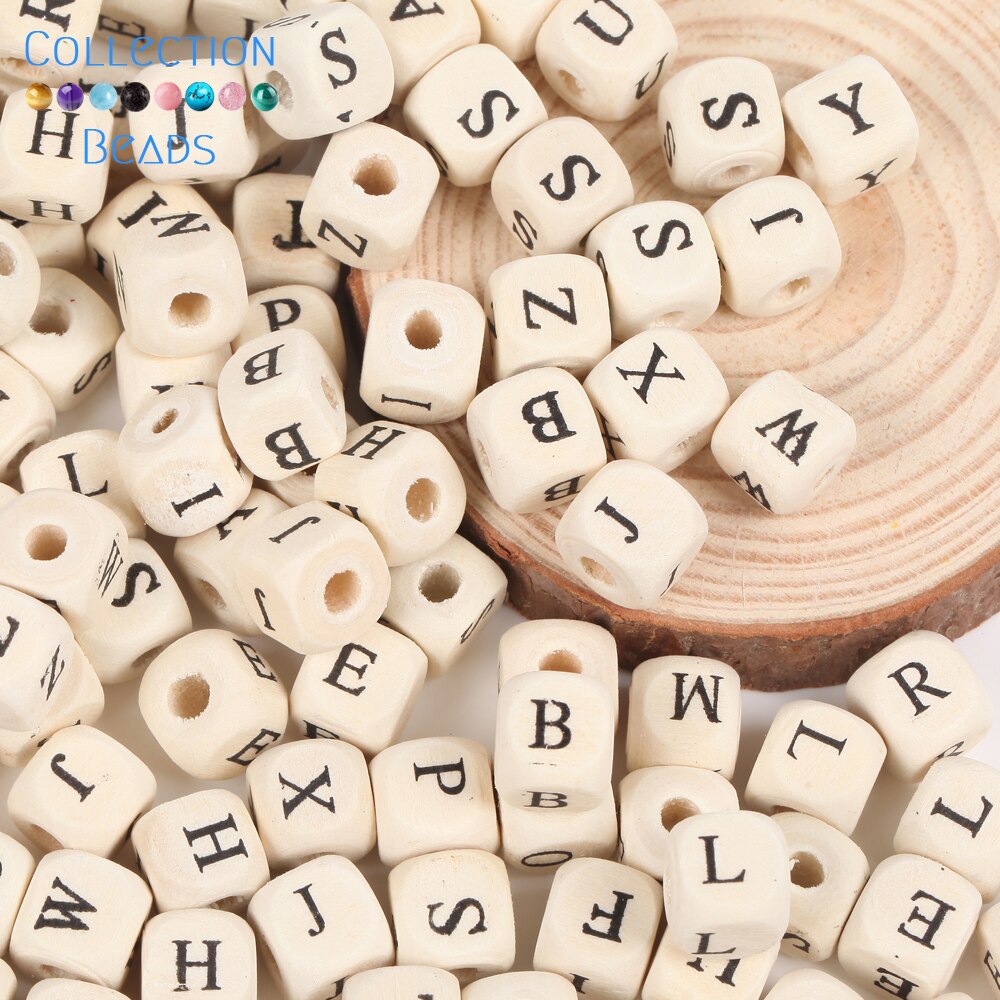 50-200 Uds. Cuentas de alfabeto con letras de madera mezcladas naturales, cuentas espaciadoras sueltas para pulsera DIY, fabricación de joyas, accesorios hechos a mano