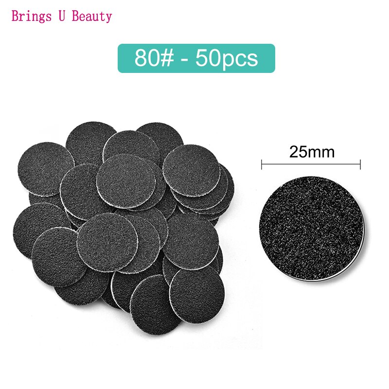 100pcs Disc Cuticle Callus Remove Tool For Electric Foot File Callus Hard Dead Skin Pedicure Tools Replaceable Sandpaper: 50pcs-80Grit-25mm