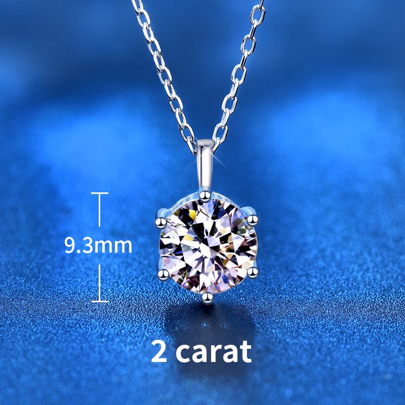 Colgante de diamante de moissanita para mujer, collares de plata de ley 925 para mujer, de boda, joyería de plata con certificación: 2 carat