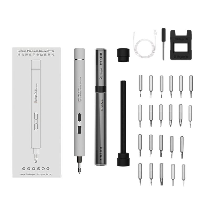 1 Set Mini Elektrische Schroevendraaier Boor Draagbare Draadloze Power Schroevendraaier Kit R9UC: Zilver