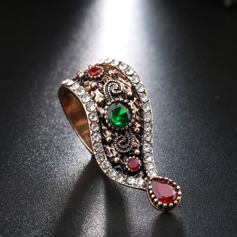 Kinel turkiska smycken antika ringar för kvinnor unik ouk stil guldfärgad kristall vintage ring
