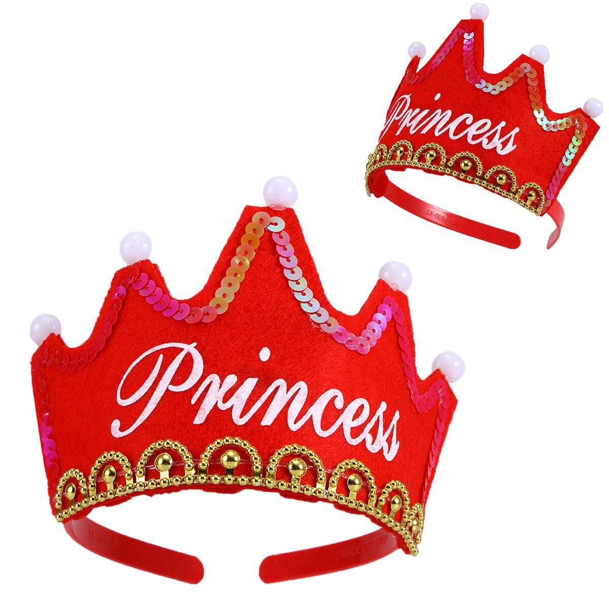 LED Light Birthday Party Hats Crown King Birthday Party Caps for Kids ) - Red Color: Red 1