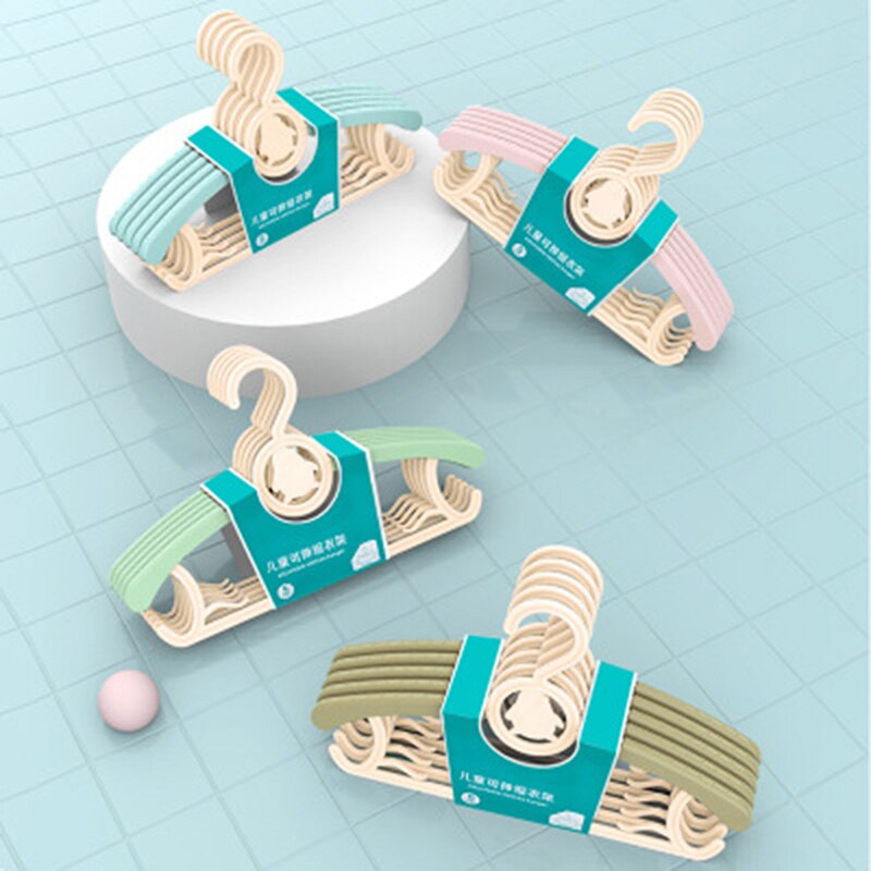 5Pcs/Telescopische Baby Hangers Thuis Multifunctionele Leuke Hangers Bundel Pp Materiaal Kinderen Hangers