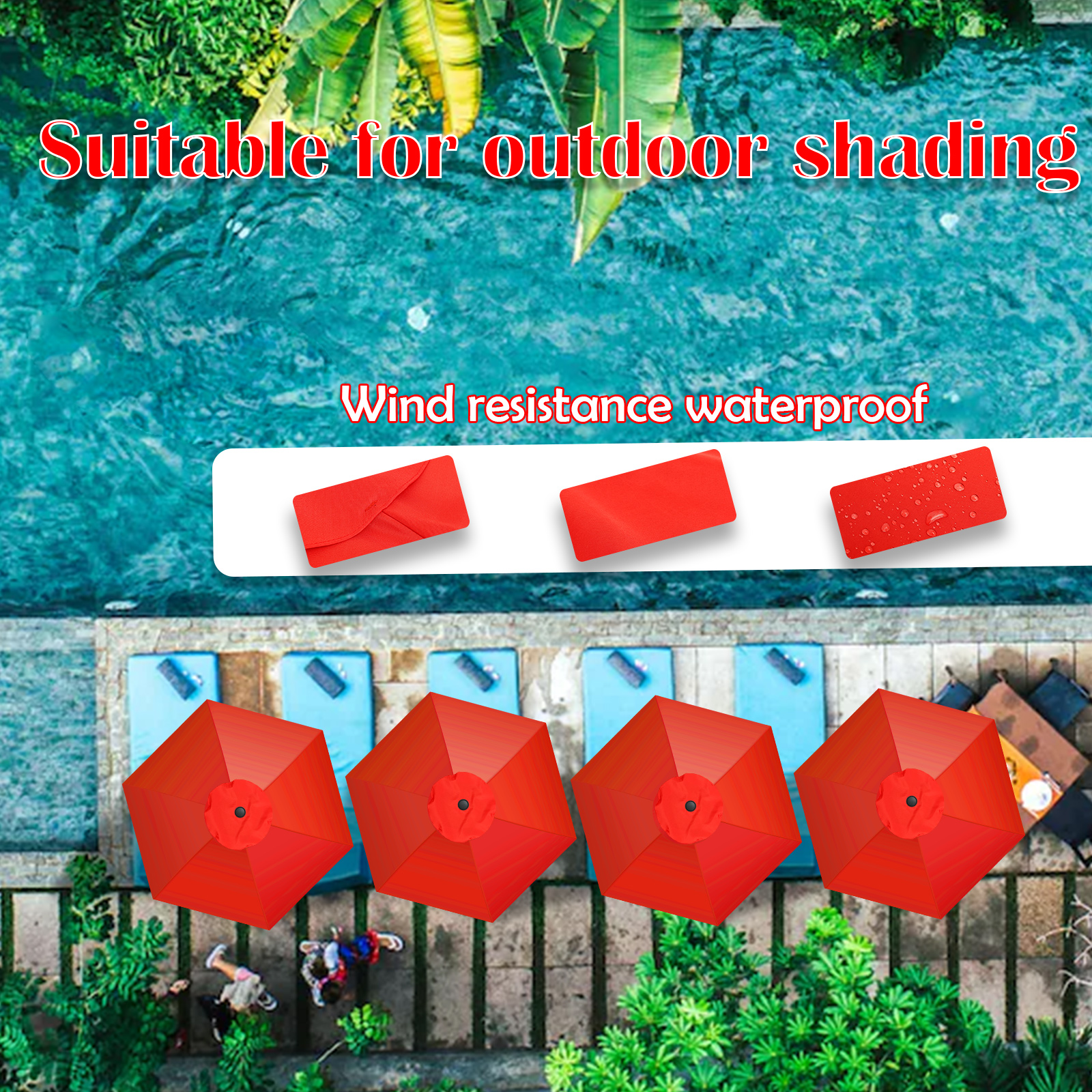 6,4 ft parasol terrasparaplu 6 ribben vervangende luifel polyester buitenparaplu praktische schaduwaccessoires voor strandtuin