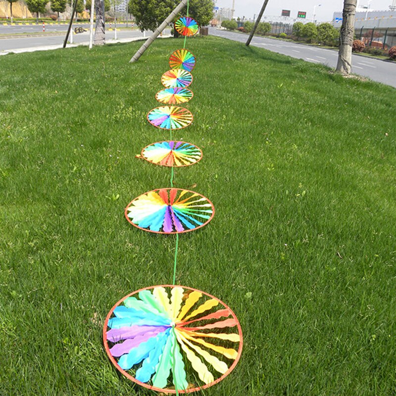 Wheel Rainbow Windmill Wind Spinner Whirligig Garden Home Lawn Yard Decoration