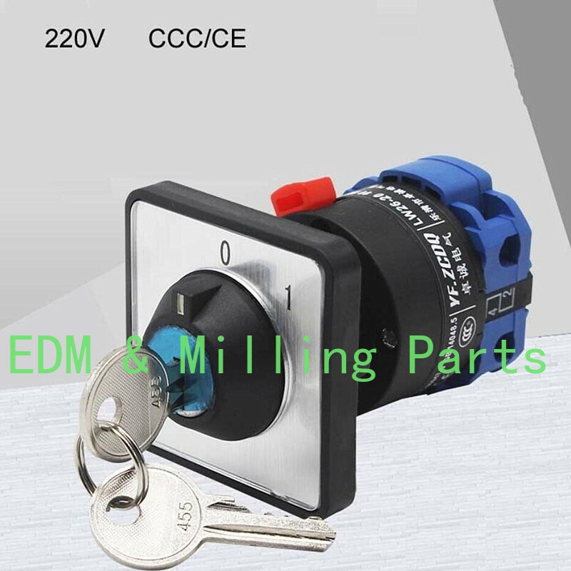 CNC 220V Universal Transfer Switch LW26-20/1 Single Hole Key With Lock Changeover Switch 20A