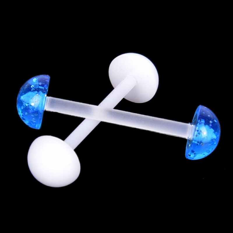 5Pcs/Set Mixed Acrylic Ball Barbell Soft Bar Tongue Ring Studs Body Piercing