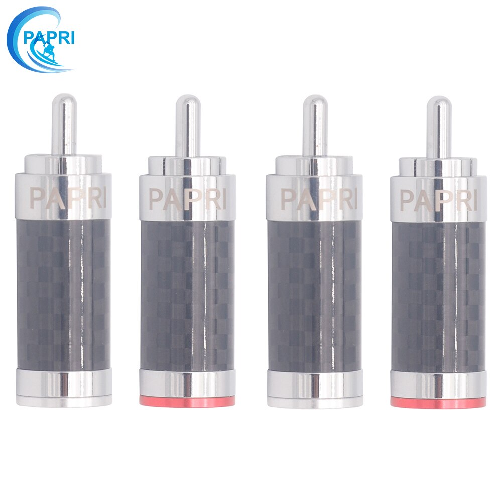 PAPRI CF-126R Carbon Fibre Tellurium Copper Rhodium Plated Connector DIY RCA Plug HiFi Repair Speaker Jack For Audio Amplifier: 4PCS