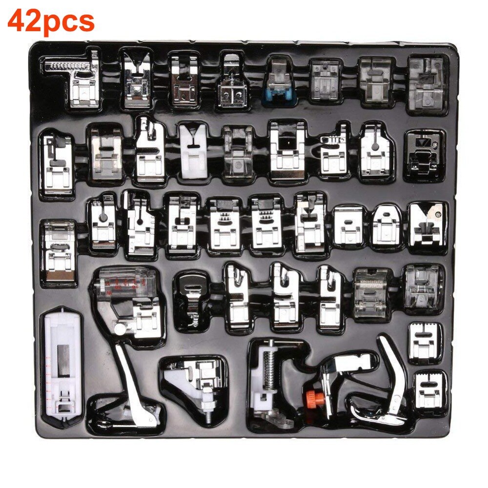 32/42pcs Domestic Sewing Tool Machine Presser Foot Feet Kit Set + Box Brother Singer Janom Sewing Machines Foot Tool Accessories