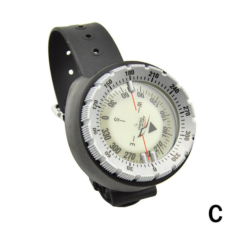 Kompas 50m se afbalanceret vandtæt kompas undervands kompas dykning scuba kompas kompas lysende  j5 j 0: Grå