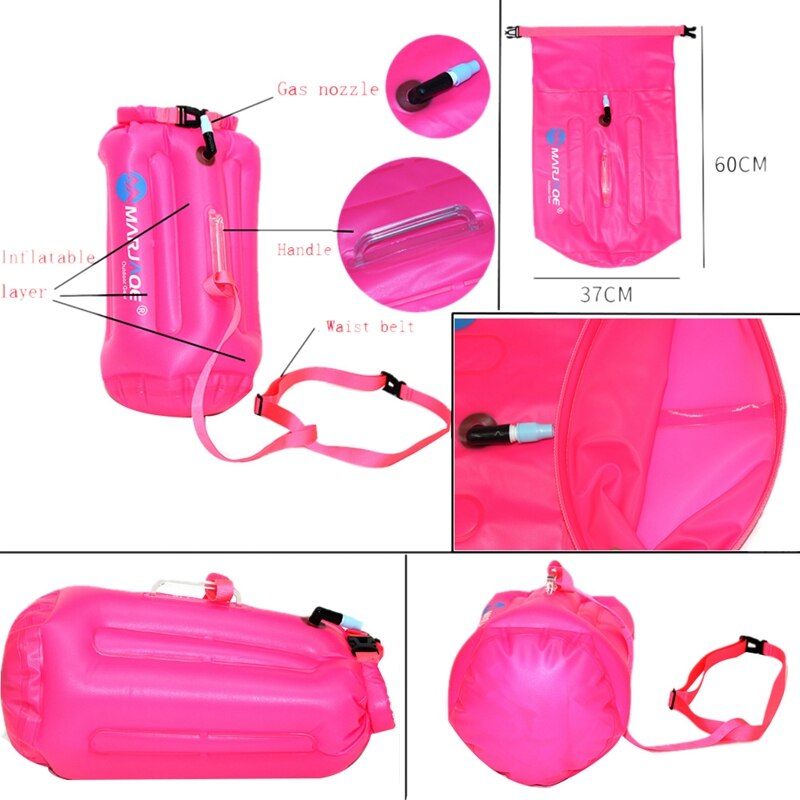 Marjaqe 20L Outdoor Waterproof Air Bag Swimming Buoy Swimming Towing Floating Bag Kayaking Storage Bag Drifting Signal Buoy