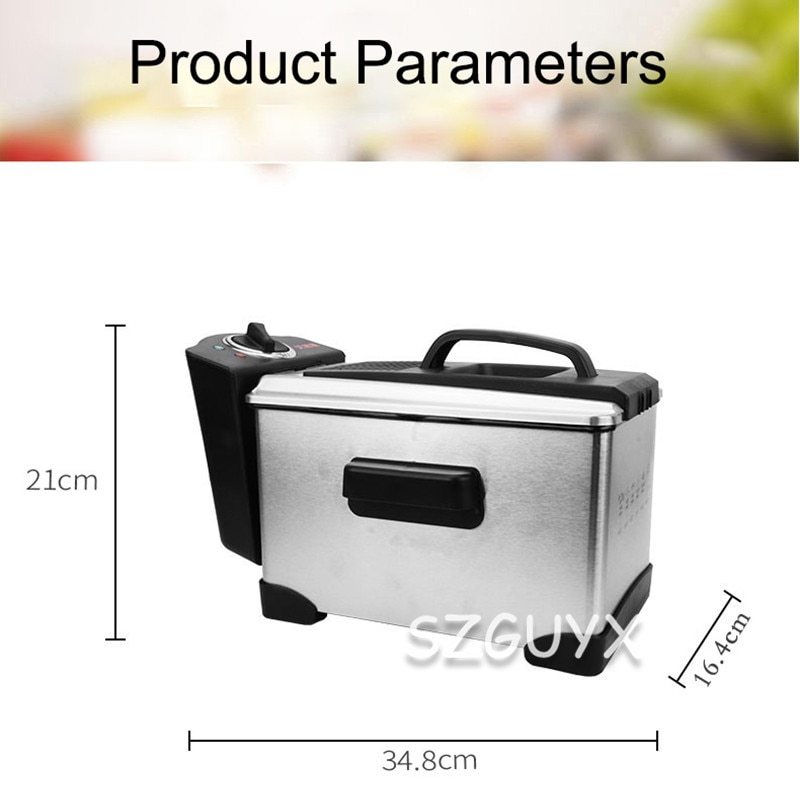 Electric Oil Deep Fryer Stainless steel Commercial Fried Chips Frying Pot Oven Pan French Fries Grill Machine 220V