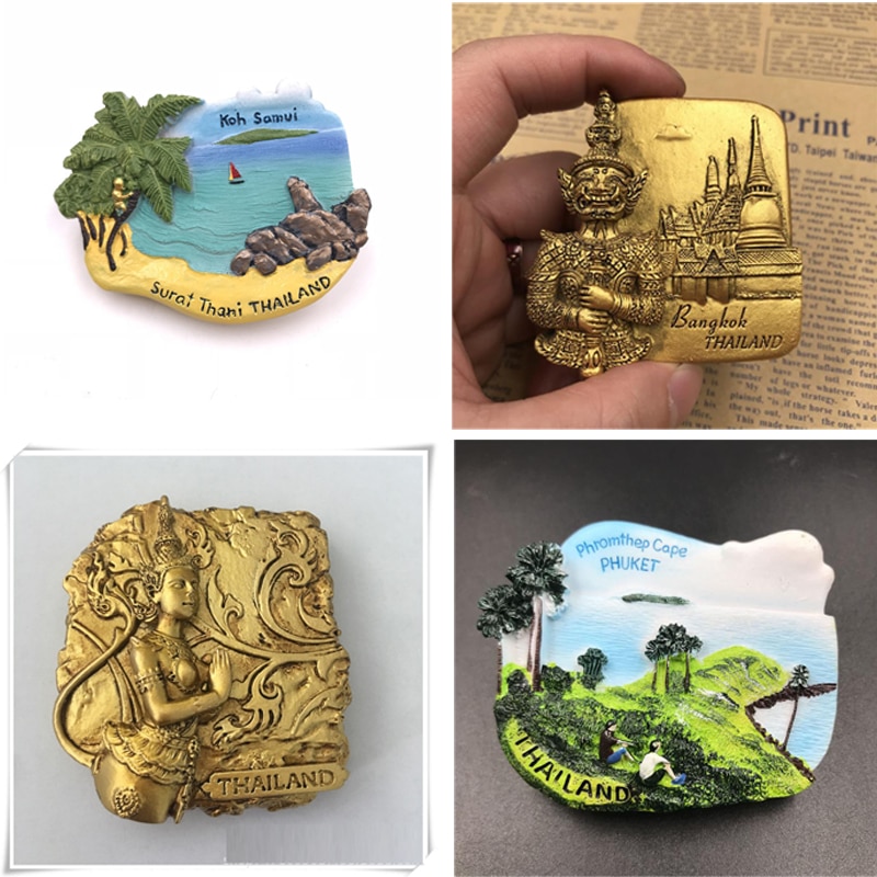 Mundo de recuerdo de imán de nevera Tailandia turística de oro Buda Phuket magnético Refrigerador imanes etiqueta de la decoración del hogar