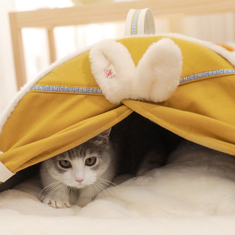Hoopet Warmth Tent Bed For Cats Super Soft Thicken Dog Bed Winter Semi-enclosed Cat's House Cute Sleeping Home For Pet Suppliers