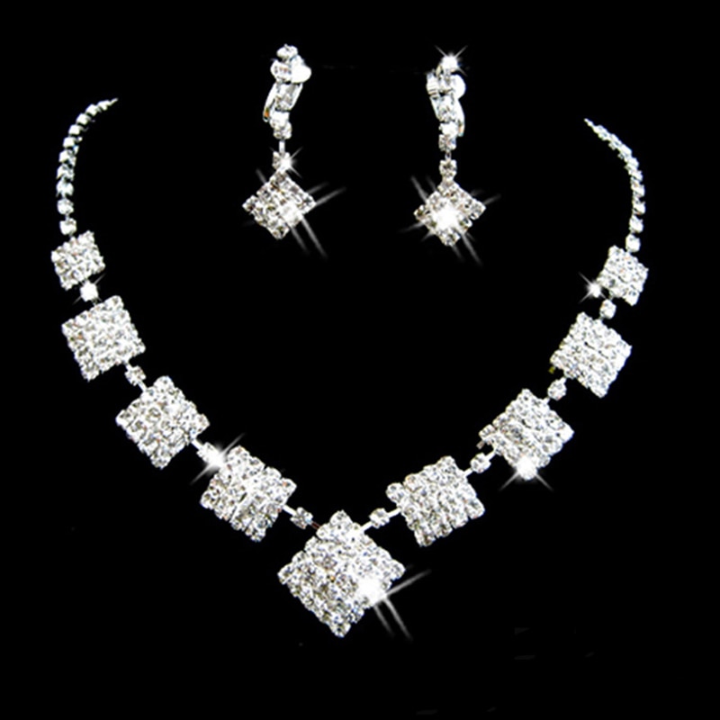 Ainameisi Luxe Crystal Bridal Sieraden Sets Rhinestone Verzilverd Wedding Acessories Charm Ketting Oorbellen Sets Voor Vrouwen