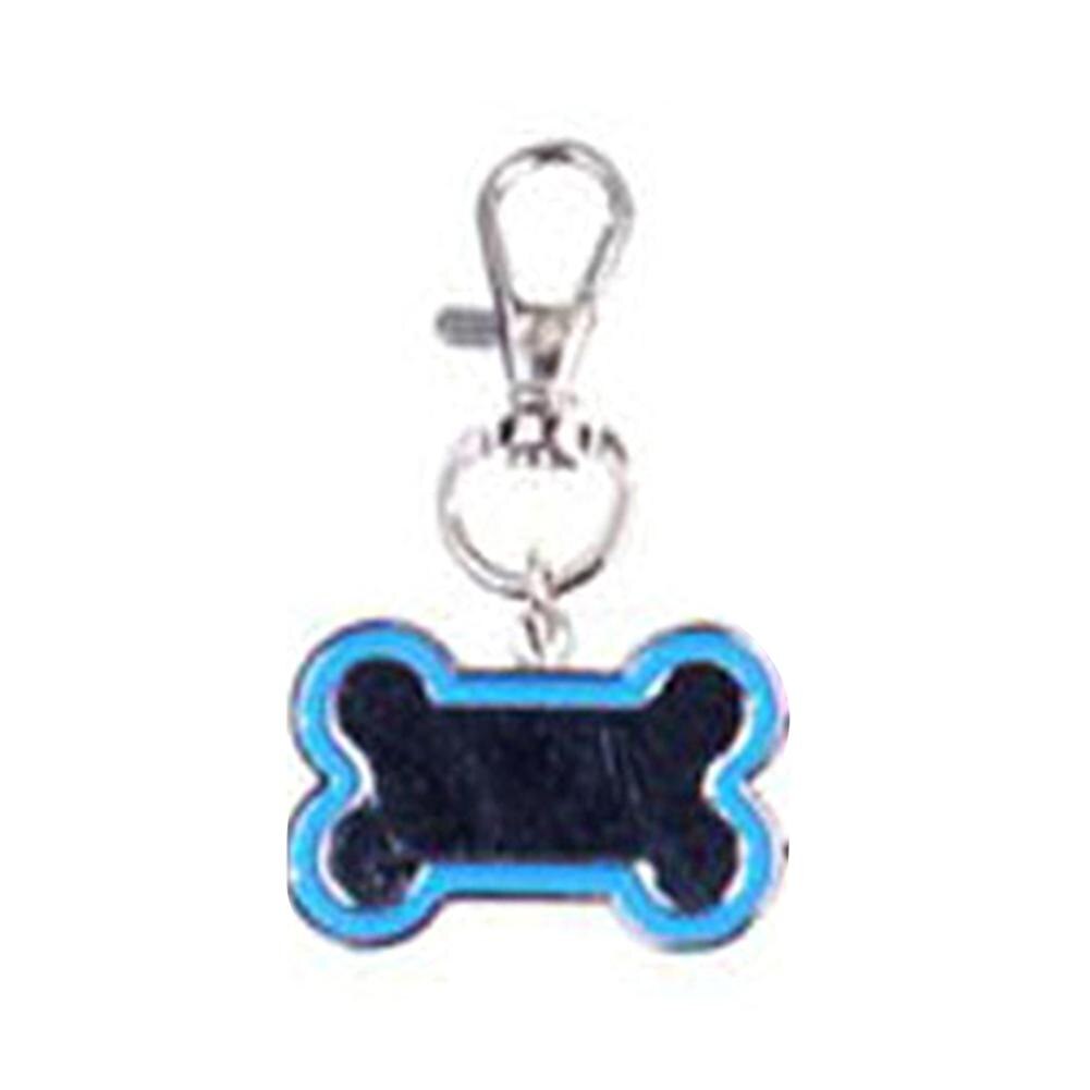 Plaque d'étiquette de nom d'identification Anti-perte en forme d'os pour chien et chiot, décoration de collier à breloques: Bleu