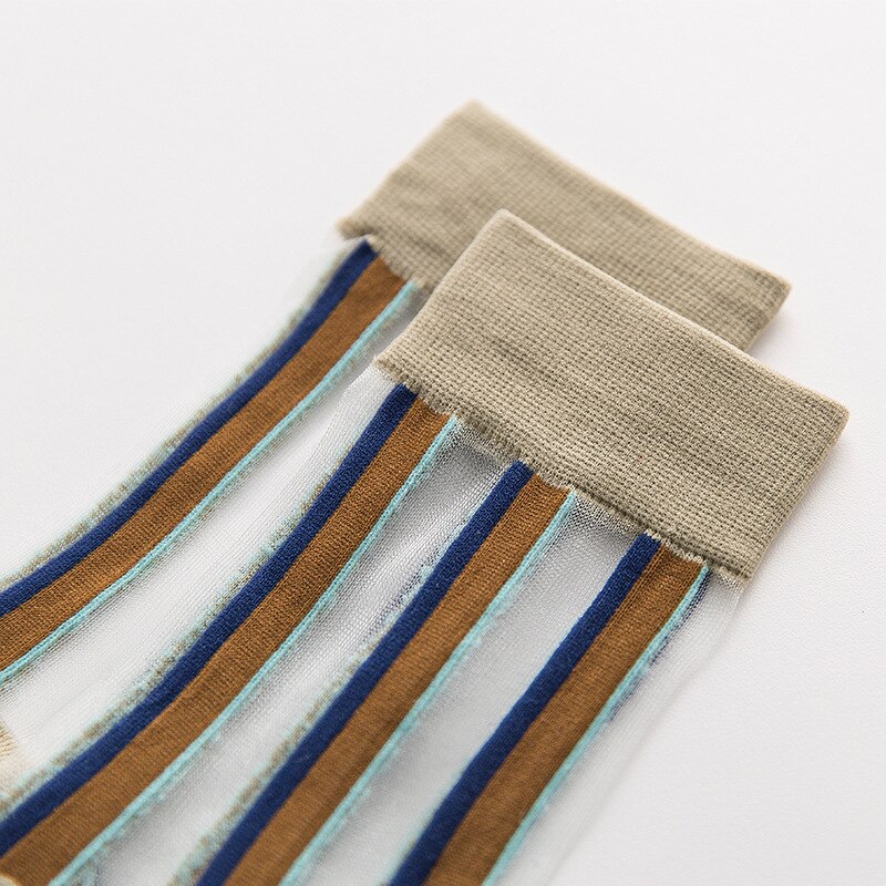 5 Paar Kant Mesh Sokken - Ademend Zomer Transparant Elastisch Geometrisch