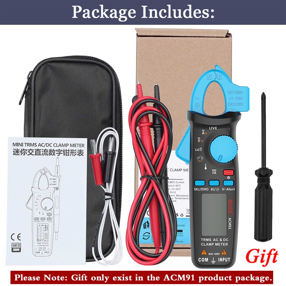 Mini Digital Clamp Meters Pocket Digital Clamp Meter Multimeter BSIDE DC/AC Current 100A 1mA Tester