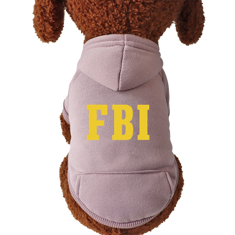 Winter Dog Hoodie Sweatshirts with Pockets Warm Dogs Clothes for Small Dogs Chihuahua Coat FBI Police Dog: S / GRAY
