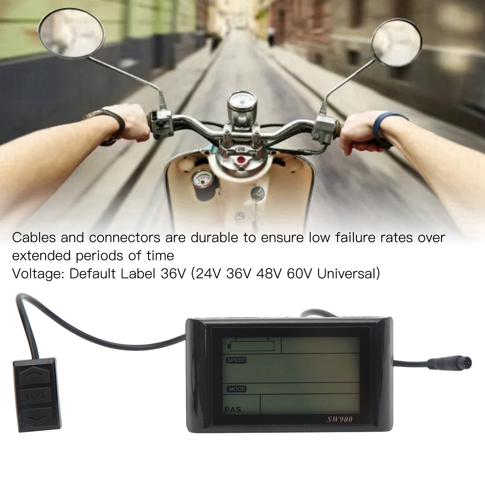 Elektroroller LCD-Display-Messgerät Elektrofahrrad LCD-Display Elektroroller SW900 LCD-Display-Messgerät mit wasserdichtem Anschluss