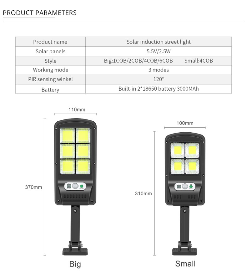 Outdoor Lighting COB High Power Remote Control Solar Lamp Garden Sunlight Infrared Sensor Pathway Patio Backyard Night Light