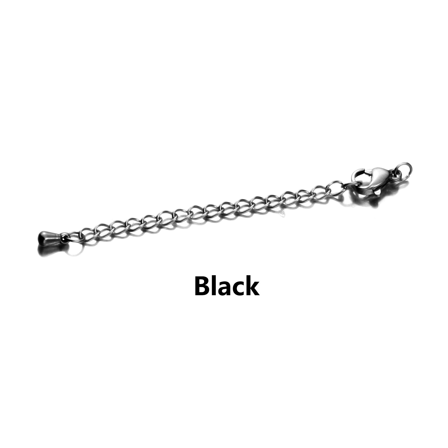 10Pcs Rvs Uitgebreide Uitbreiding Staart Drip Chain Kreeft Sluitingen Connector Diy Sieraden Maken Bevindingen Armband Ketting: Black