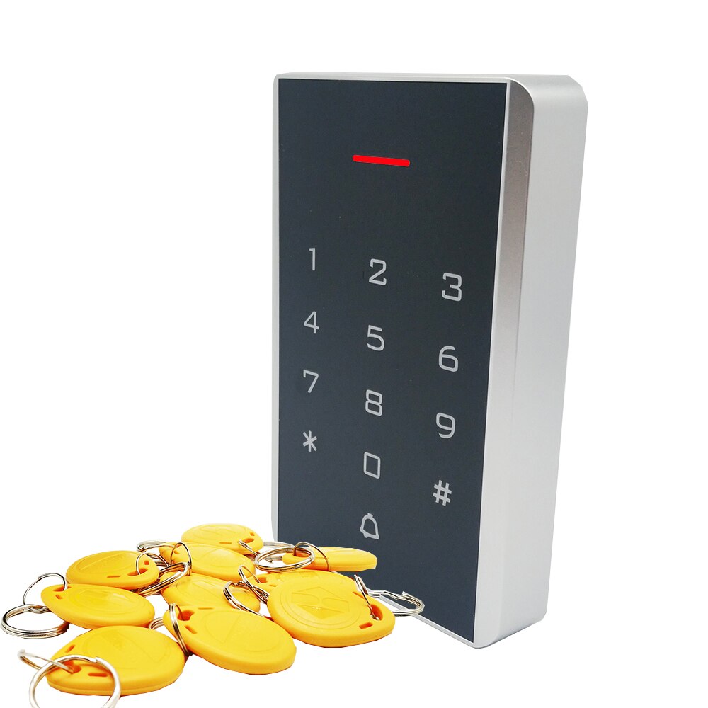 Wiegand input and output Keypad Reader Proximity 125khz RFID Card Door Lock Access Control System: Yellow Keyfobs