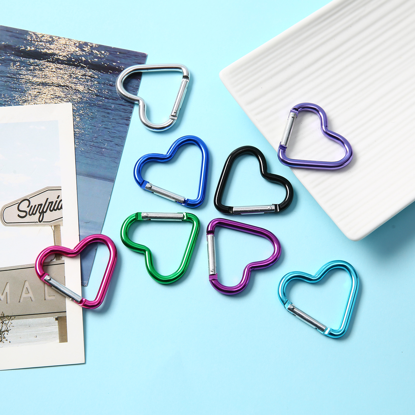 1/2/5/1/20 PCS Sleutelhanger hartvormige Sleutelhanger Clip Outdoor DIY Tas Hanger accessoires Sieraden Maken Benodigdheden